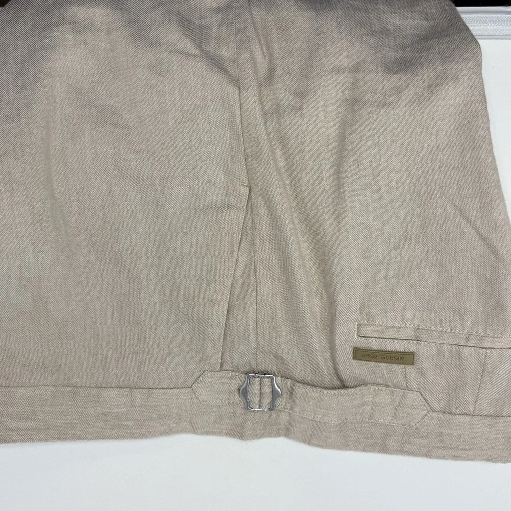 NWT Michael Kors Linen Blend Chino Shorts 38 Khaki Adjustable Waist $98